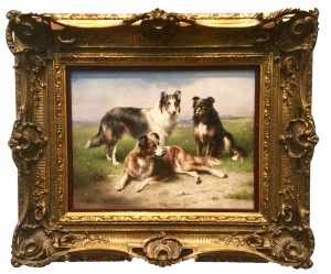 Carl-Reichert-Hunde-Gemälde-Painting-Wien-Austrian-Painter Карл Рейчерт (1836 Вене- 1895 Грац) "Колли"