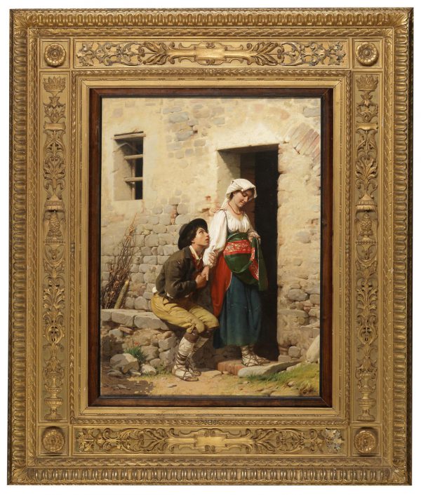 Fine Art Paintings: Giuseppe Ciaranfi A declaration of love Una dichiarazione d'amore Original European 19th Century Oil Painting Dusseldorf