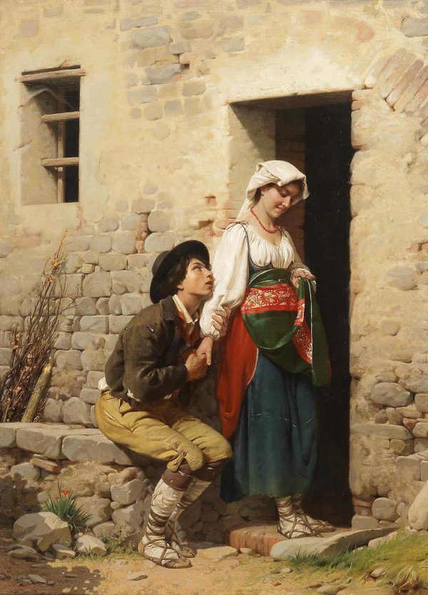 Джузеппе Чиаранфи (1838 Пистоя - 1902 Флоренция) Объяснение в любви живопись Картины оригинал 19 век европейский интерьер
