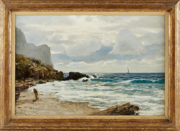 L. von Erhard - Southern Coast Sealandscape Painting 19th Century