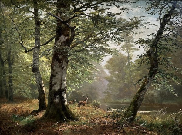 Forest Landscape by Heinrich Böhmer 19th Century Düsseldorf